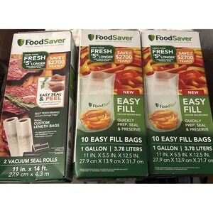 3 - Food Saver Bags/rolls 2 Rolls 20 1 Gallon Bags Lot